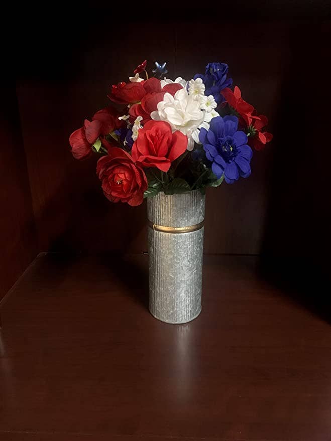 Hosley - Wholesale Vase - Hosley® Set of 2,GALVANIZED CORRUGATED VASE W/hGOLD RIM 10IN5