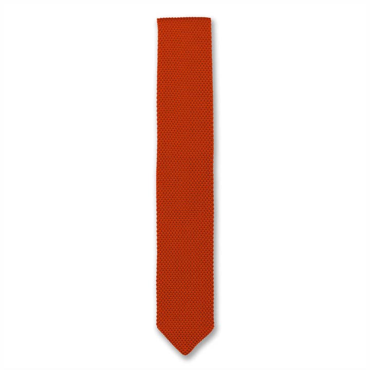 Dark burnt orange knitted tie for wholesale by Broni&Bo