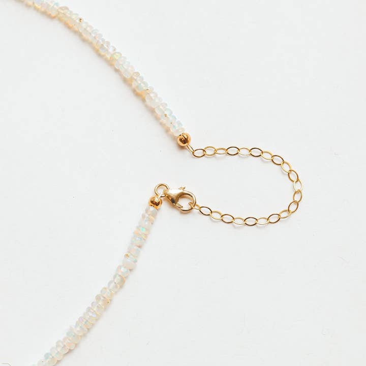 Julia Szendrei Jewelry - Wholesale Beaded/Pearl Necklace - Opal and Aquamarine Beaded Gemstone Necklace-Felicity