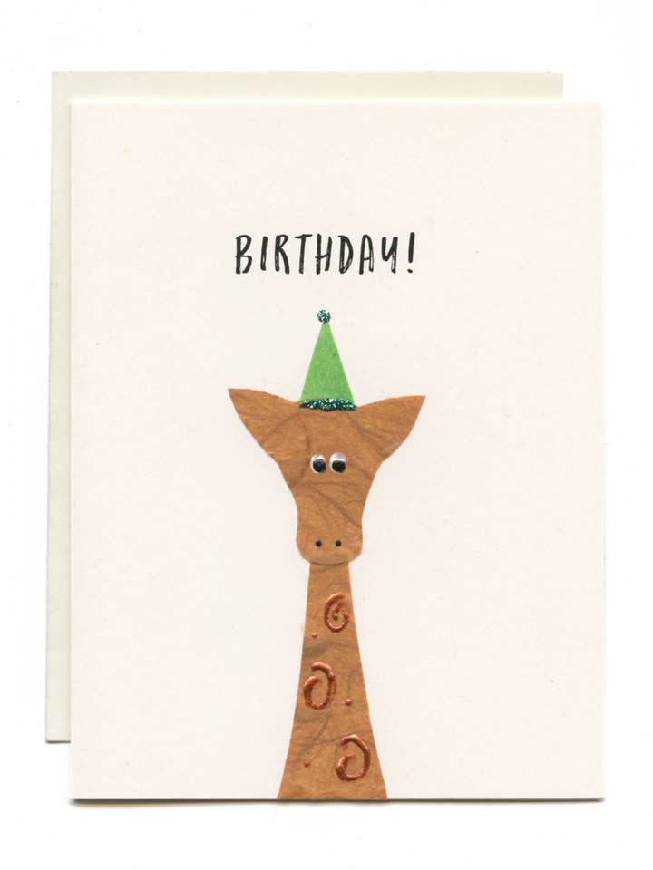 “ANIVERSÁRIO!” Girafa com chapéu de festa por atacado de FLAUNT HANDMADE CORRESPONDENCES