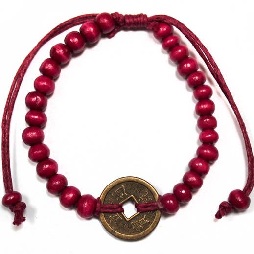 Ancient Wisdom - Wholesale Beaded Bracelet - Good Luck Feng-Shui Bracelets - Red