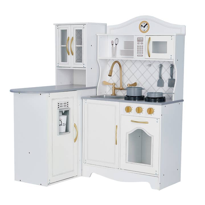 Little Chef Upper East Retro Play Kitchen - White / Gold for wholesale on Faire