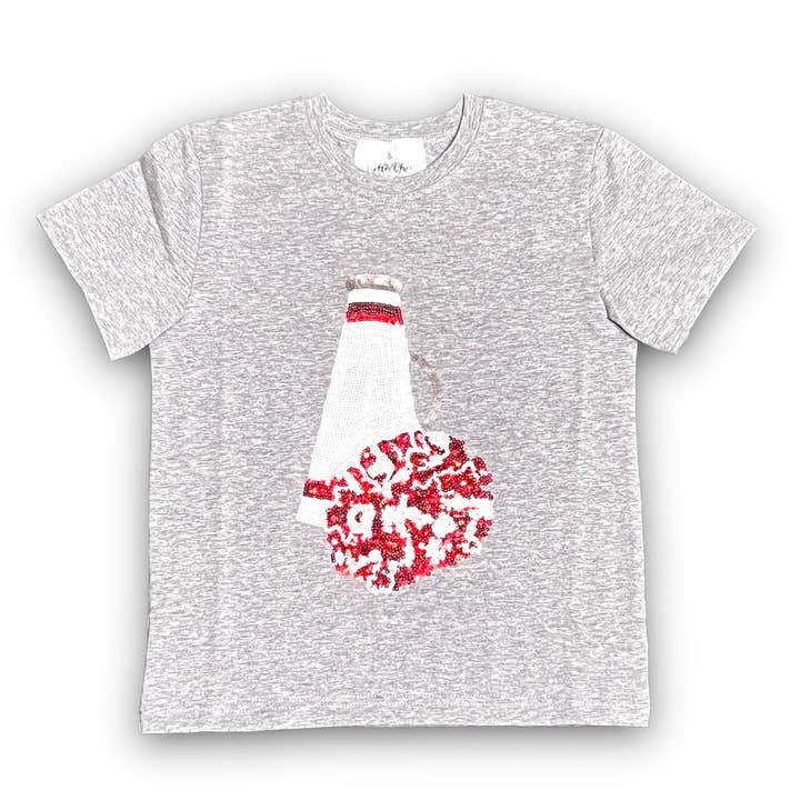 Chemise enfant à paillettes rouge et blanche avec mégaphone pour la vente par Belle Cher