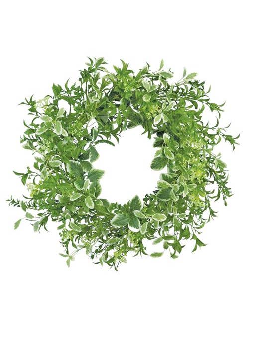 Mix Foliage Wreath, 22", Green for wholesale by Select Artificials, Inc.
