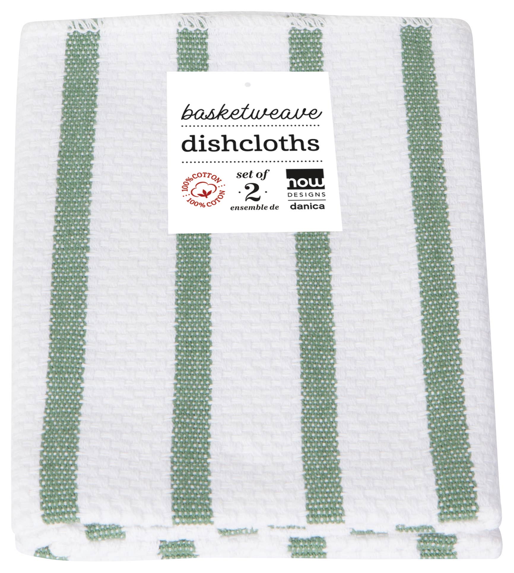 Now Designs by Danica - Wholesale Dishcloth - Basketweave Elm Green Dishcloths Set of 23
