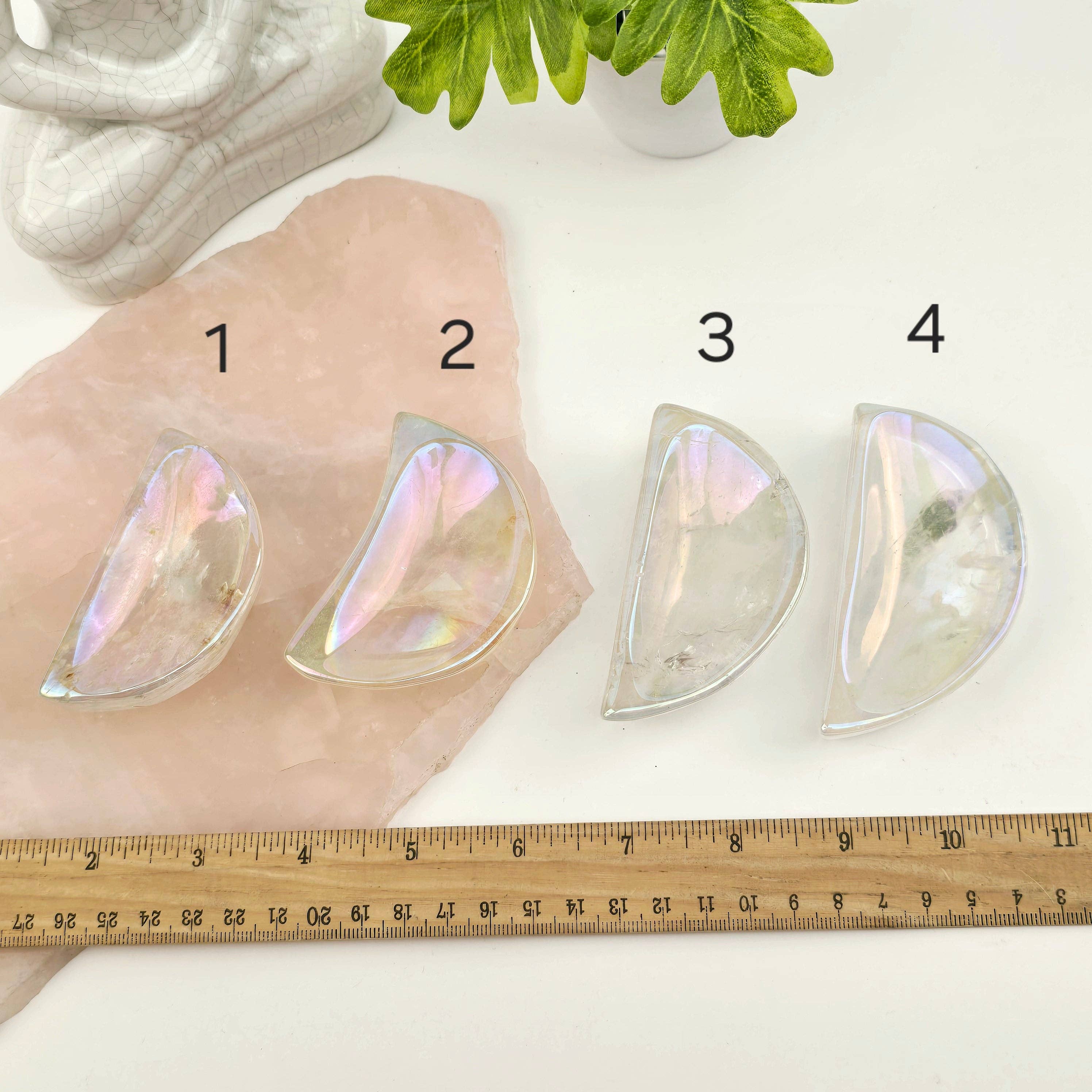 Rock Paradise - Wholesale Spiritual Stone/Crystal - Angel Aura Crystal Quartz Moon Bowls - You Choose #16
