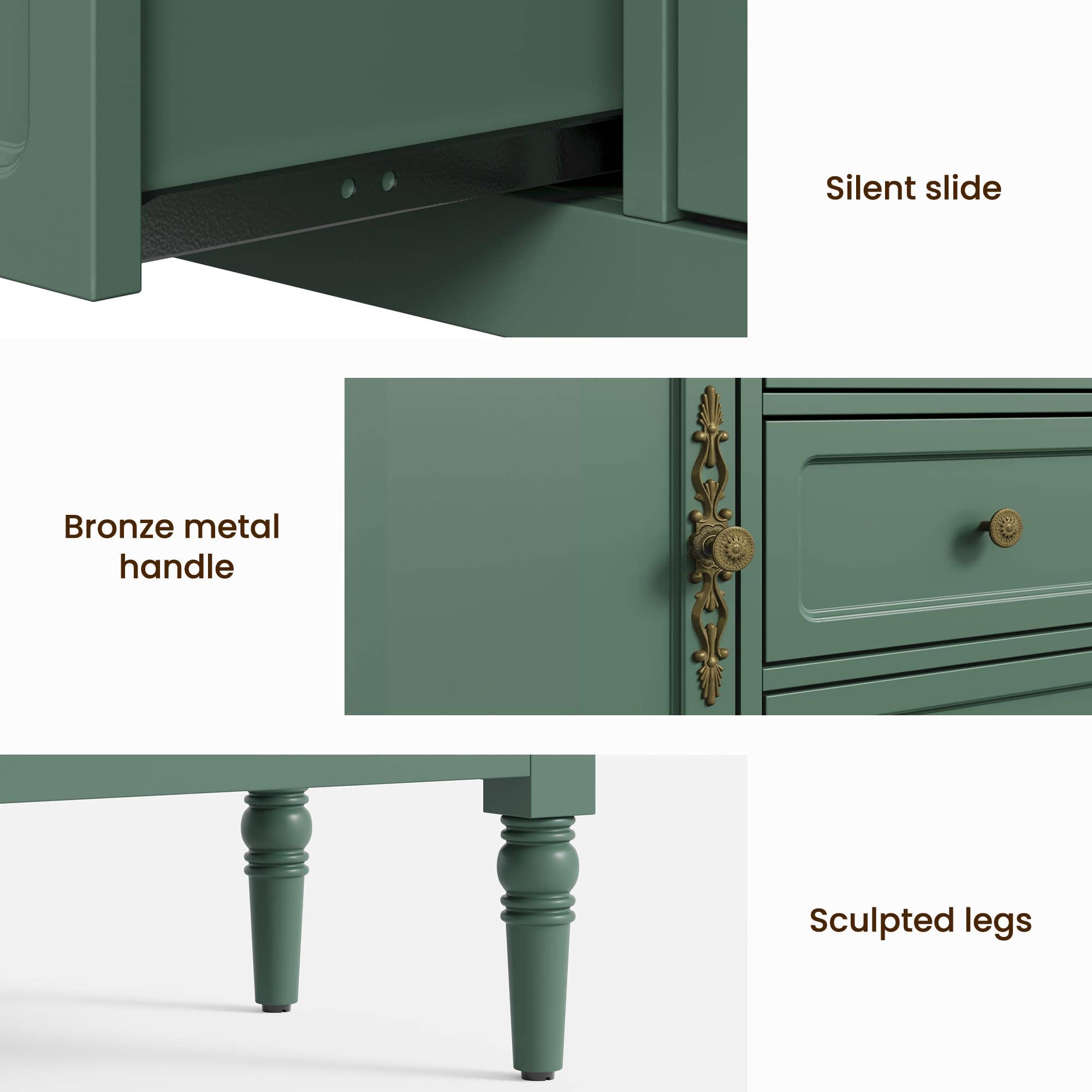 Heynemo - Wholesale Cabinet - Mid-Century Storage Cabinet with 2 Doors & 3 Drawers, Green2