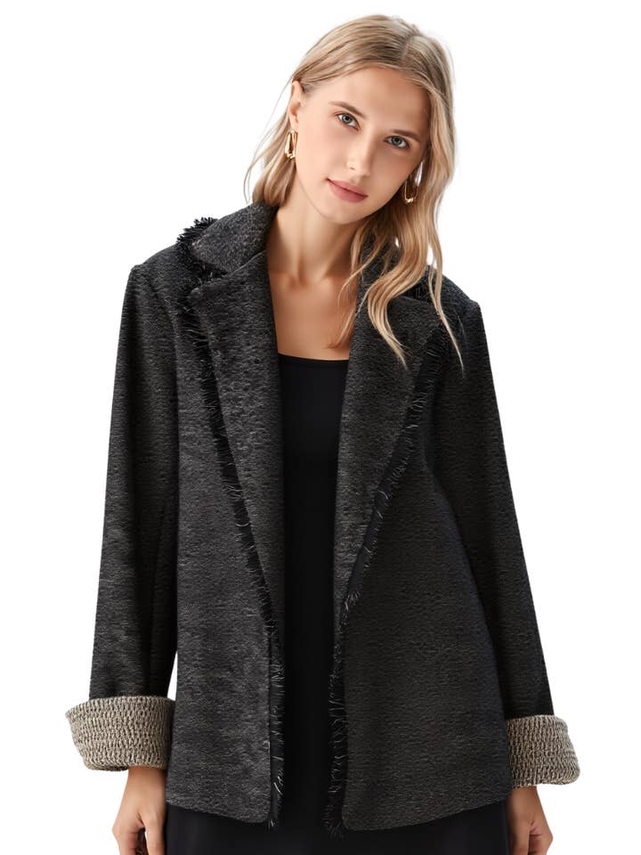 BR55008 TWEED KNIT BLAZER JACKET for wholesale by Becky Rose