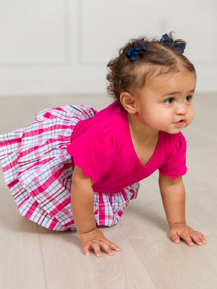 Pink Baby Girls Adley Plaid Short Sleeve Skirted Romper
for wholesale on Faire4