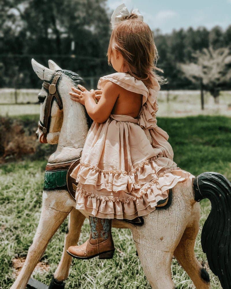 Bailey's Blossoms - Wholesale Mommy & Me-sets - Mommy and Me Nellie maxi-jurk met ruches - Champagne1