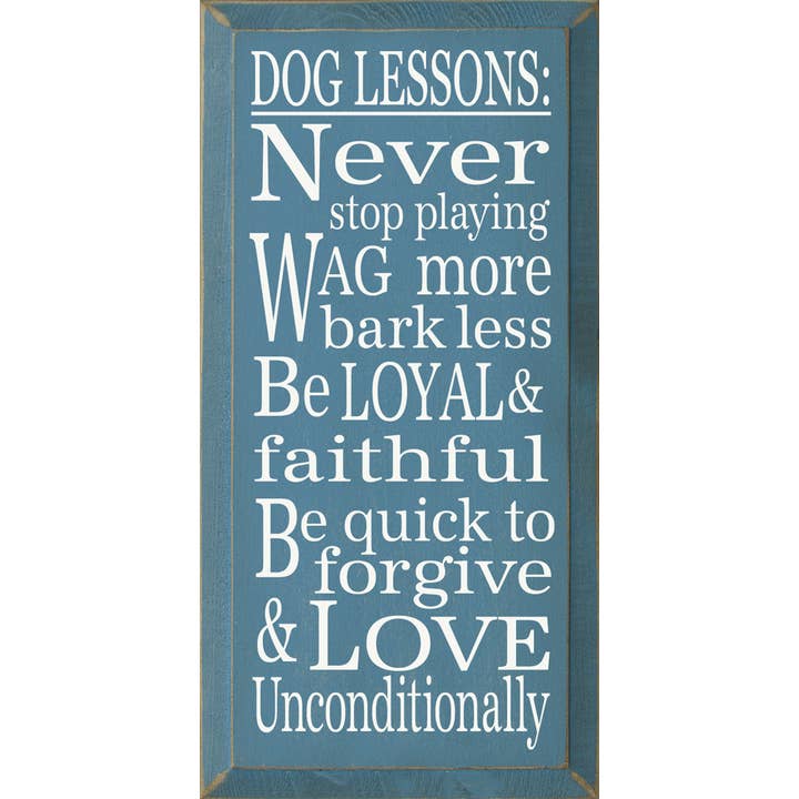 Dog Lessons Wood Sign for wholesale by SAWDUST CITY