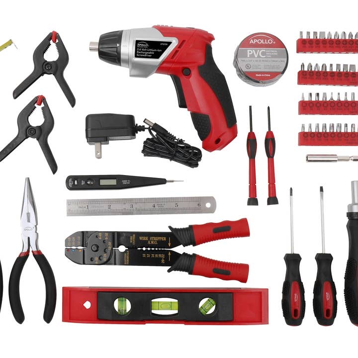 Apollo Tools - Wholesale Handy Tool - 161 Pc Household Tool Kit w 3.6v Li-ion Cordless Screwdriver5