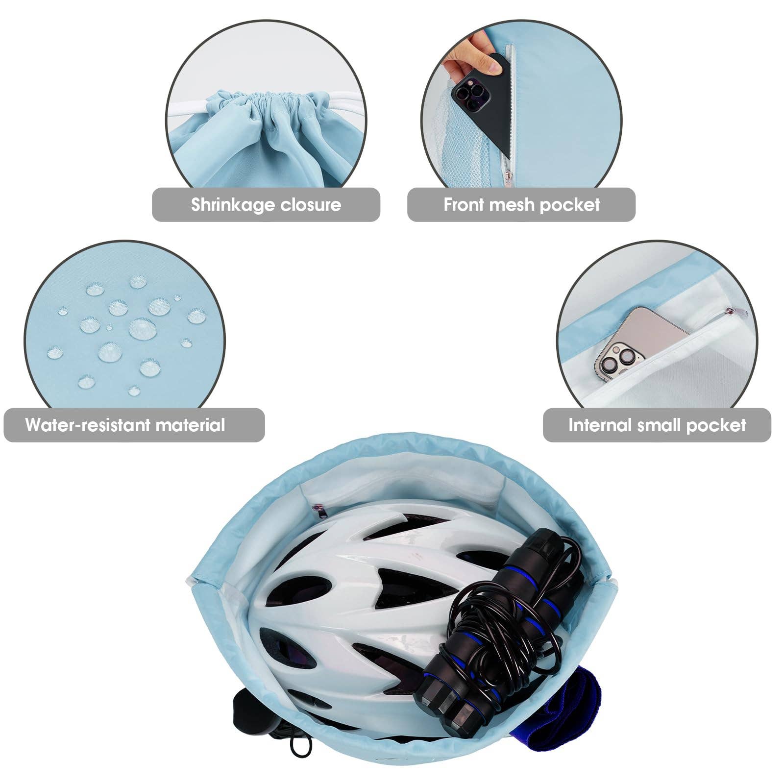 wandf - Vente Sac à cordon de serrage – unisexe - Sac à dos à cordon WF6038 Sports Gym avec poches en maille22