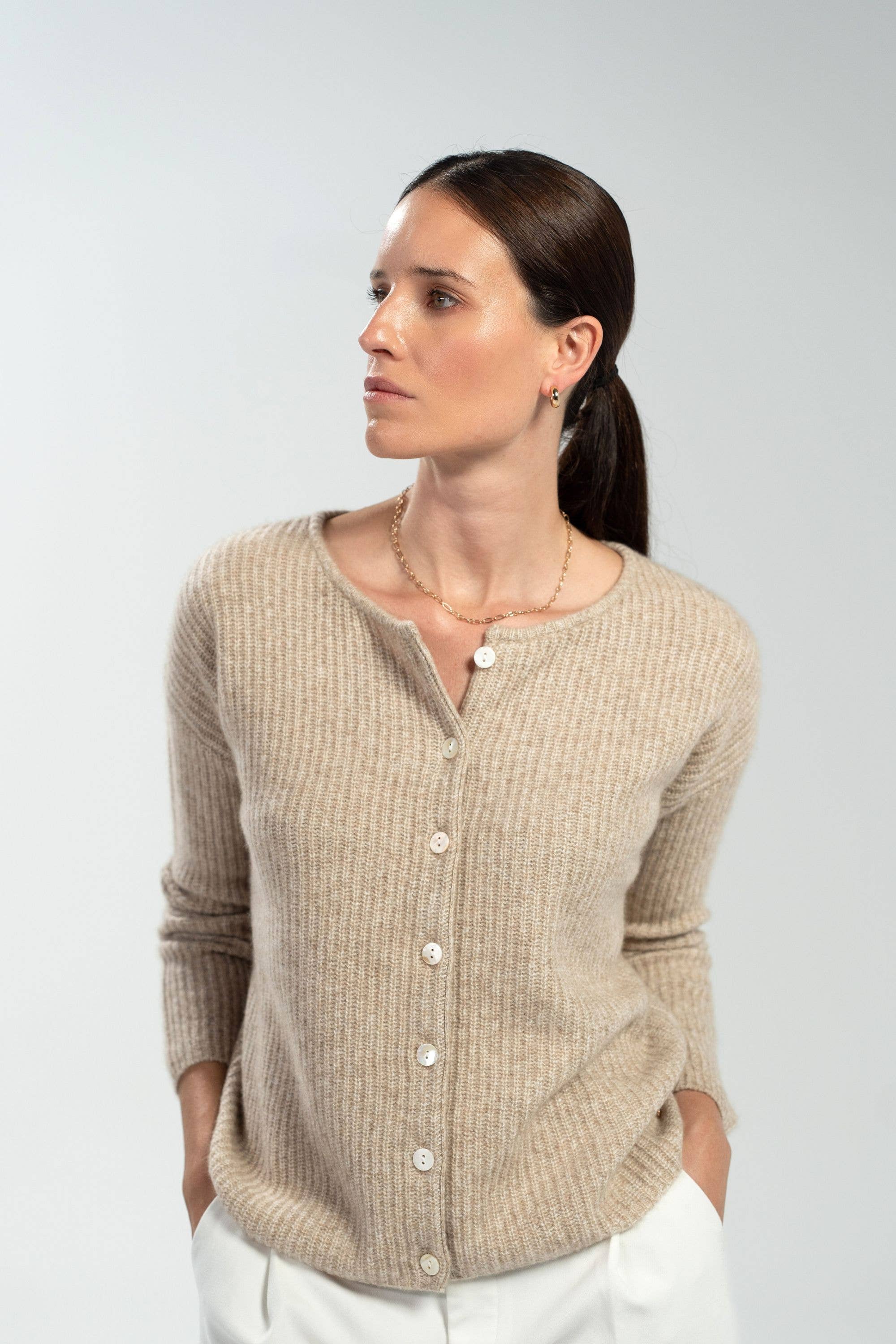 Bel Cashmere S.C. - Vendita all'ingrosso Cardigan - Donna - Cardigan Camille in cashmere e seta jaspe8