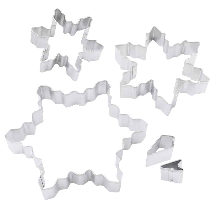 R&M International – wholesale Biscuit cutter – Snowflake 5 PC Cookie Cutter Set in Tin Can3