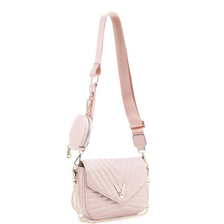 Paperdoll - Wholesale Crossbody Bag - Women's - 2IN1 V LINE CROSSBODY BAG WITH COIN PURSE SET