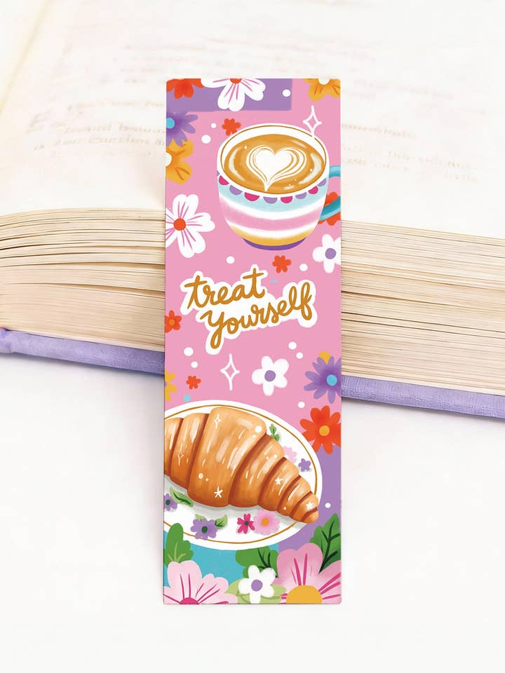 Segnalibro croissant caffè cappuccino amanti dei libri lettura per la vendita all'ingrosso da parte di Aniet Illustration