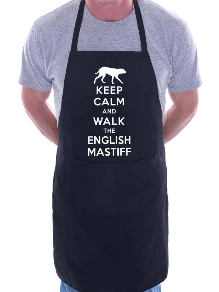 Keep Calm and Walk English Mastiff Dog BBQ kookschort voor wholesale door Print4U
