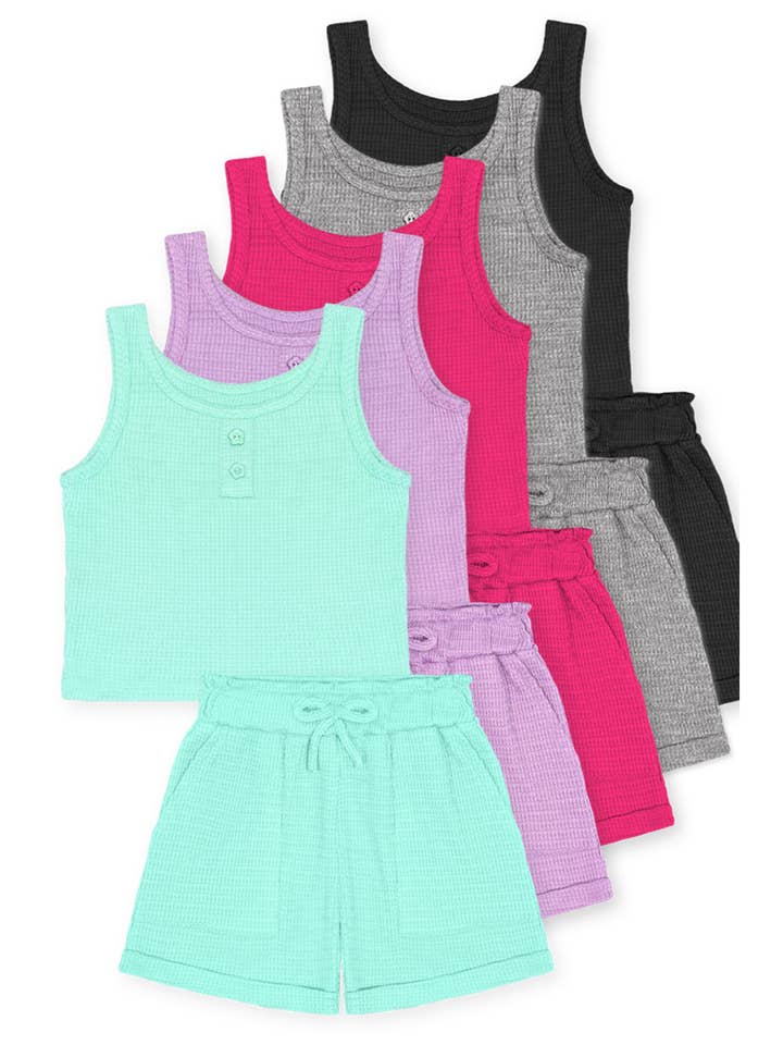 Cutie Patootie Clothing - Wholesale Top & Short Set - Kids - TKSS-D24-3335T Toddler's 2 pc Waffle Knit Short Set