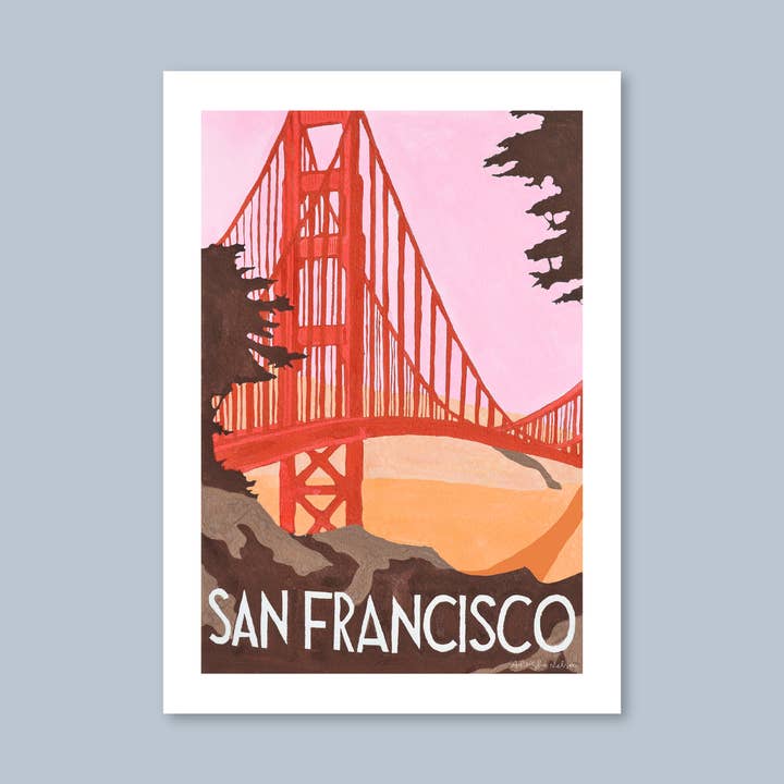 By Aleisha - Wholesale Sticker - Golden Gate Bridge Travel Poster Die Cut Sticker0