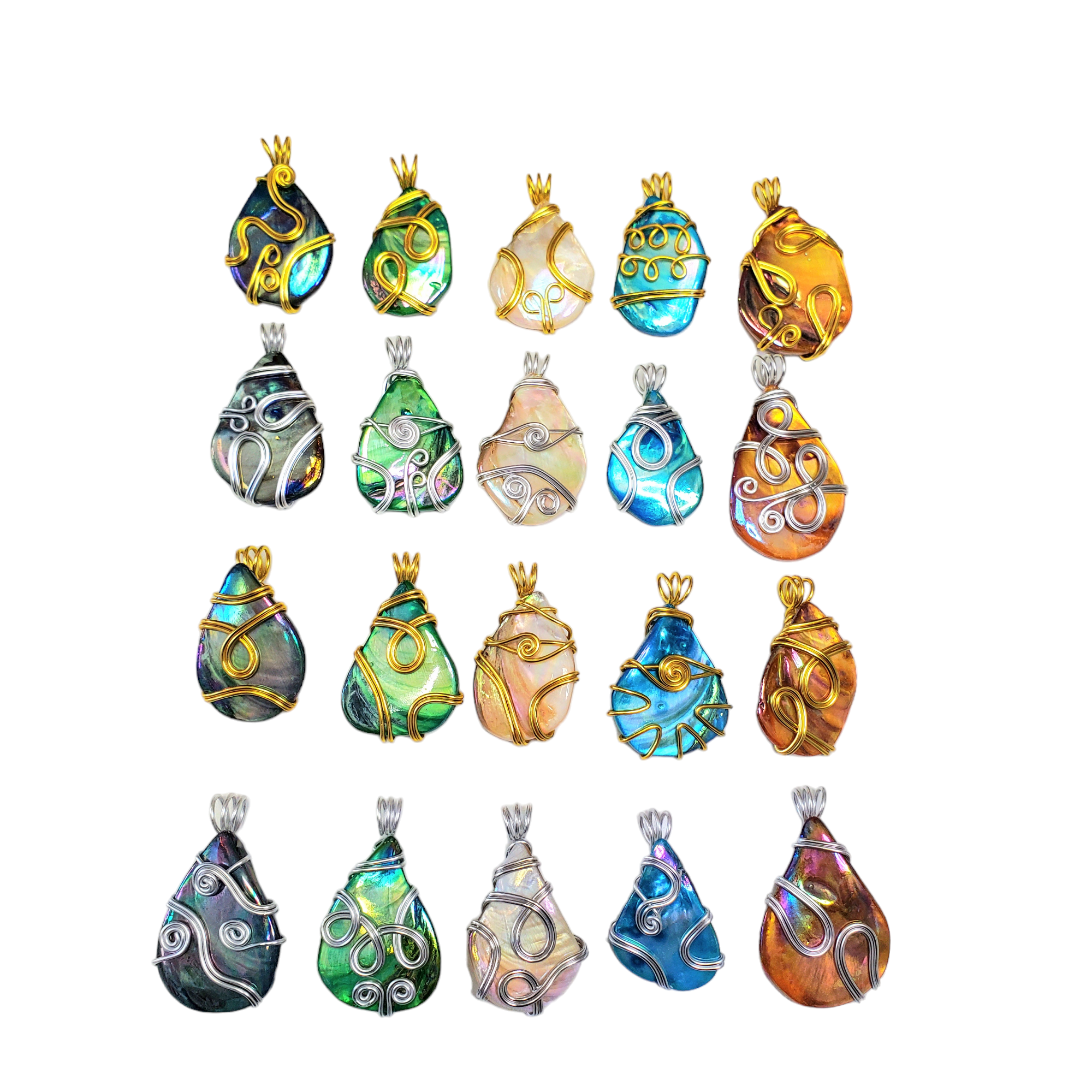 Different Branches - Venta al por mayor Abalorios/colgantes individuales - Colgantes únicos de concha envueltos en alambre, joyería artesanal4