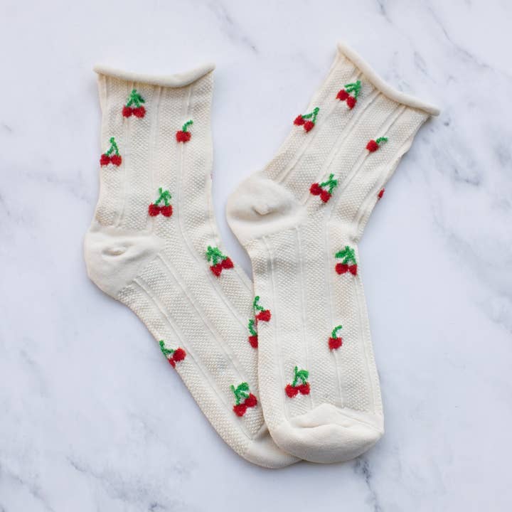 Women's Vintage Cherry Socks for wholesale on Faire0