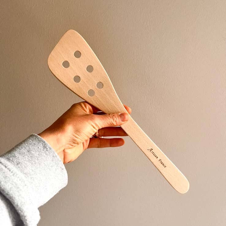 Clémentine Boutique - Wholesale Spatula/Turner - Beechwood Perforated Cooking Spatula2