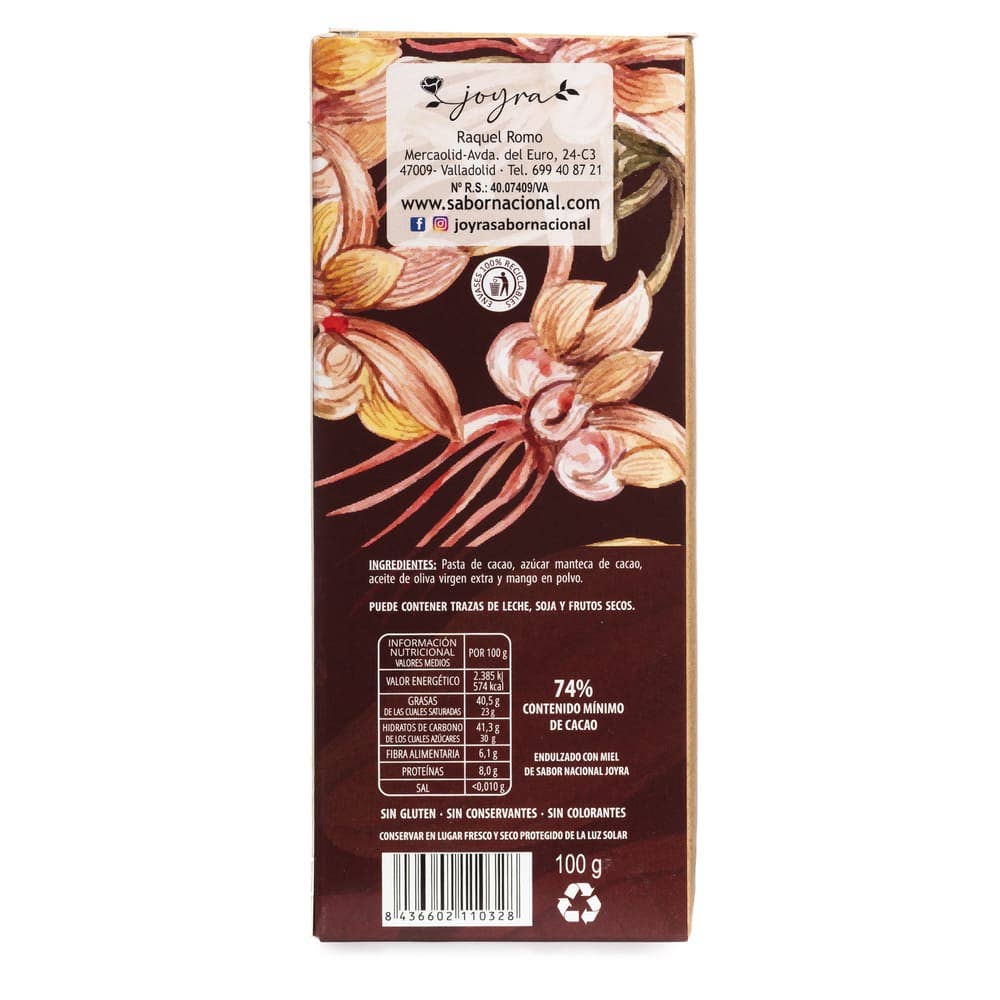 Joyra Sabor Nacional - Wholesale Chocolate Bar - Handmade Chocolate Tablet with Mango and Honey - 100 gr.3