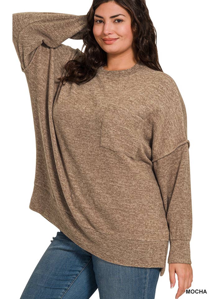 Vanilla Monkey - Wholesale Knit Sweater - Women's - Plus Brushed Melange Drop Shoulder Sweater19