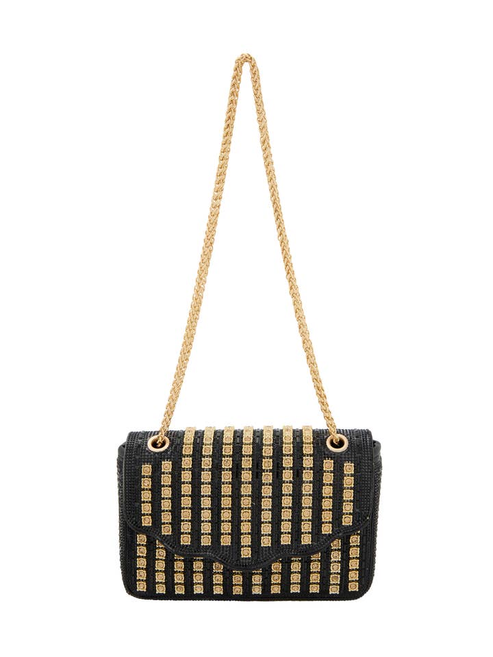 Sac à rabat en similicuir avec chaîne pour femmes EMBELL (87041018-EM01) pour la vente par DreiMaster