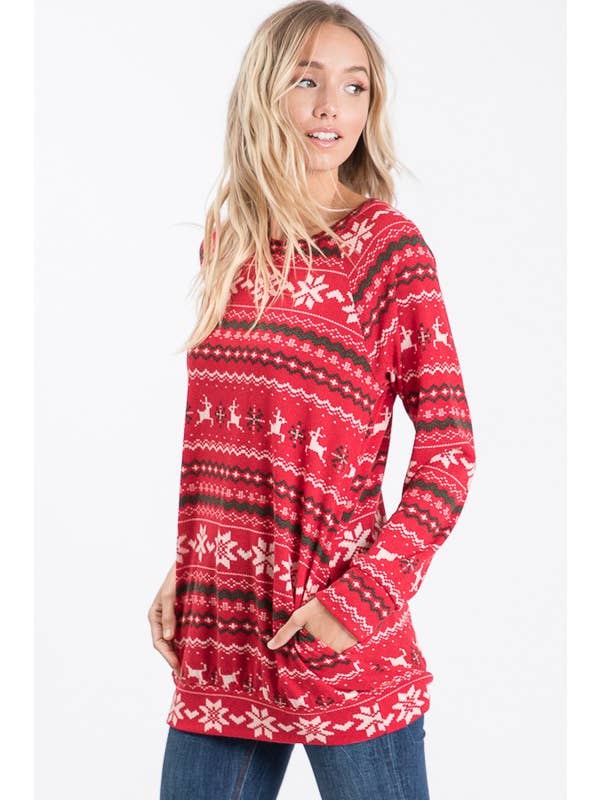 HEIMISH - Wholesale Tunic - Women's - ST1344-11 CHRISTMAS PRINT