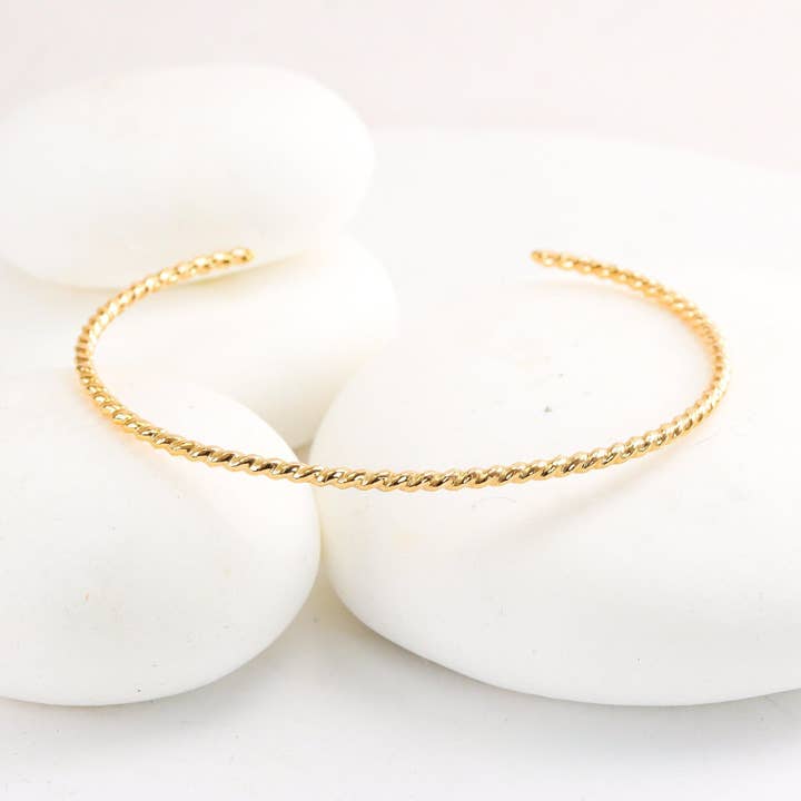 Twisted Gold Rope Cuff Bracelet for wholesale by Lotus Stone Jewelry