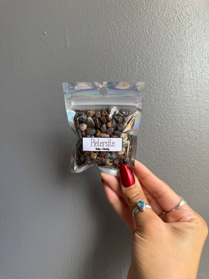 Pietersite Crystal Chip Bags for wholesale by Sapphire & Sage