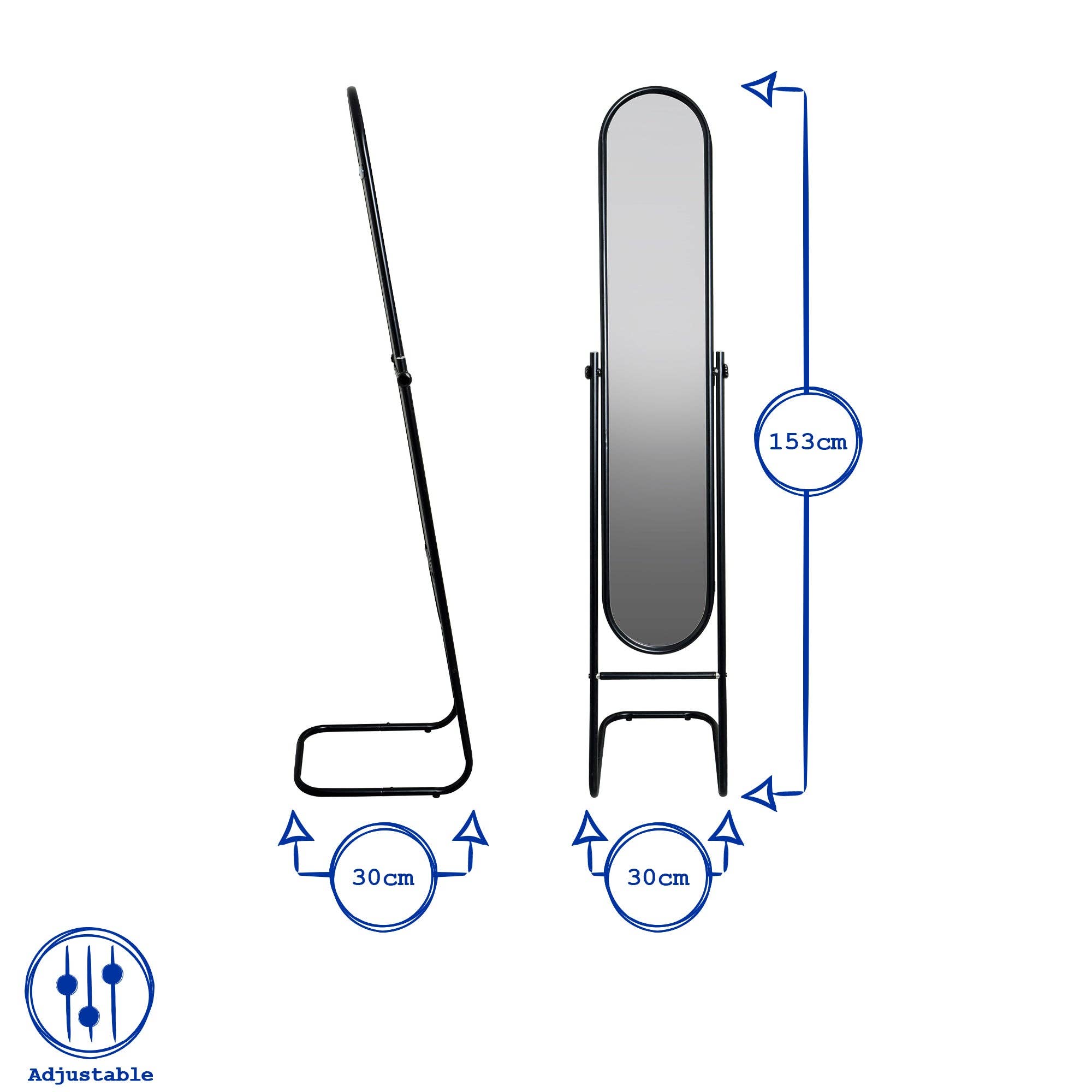 Rinkit Ltd - Wholesale Floor Mirror - 153cm x 30cm Round Full-Length Mirror - By Harbour Housewares11
