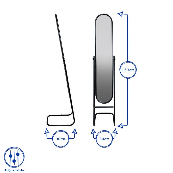 Rinkit Ltd - Wholesale Floor Mirror - 153cm x 30cm Round Full-Length Mirror - By Harbour Housewares11