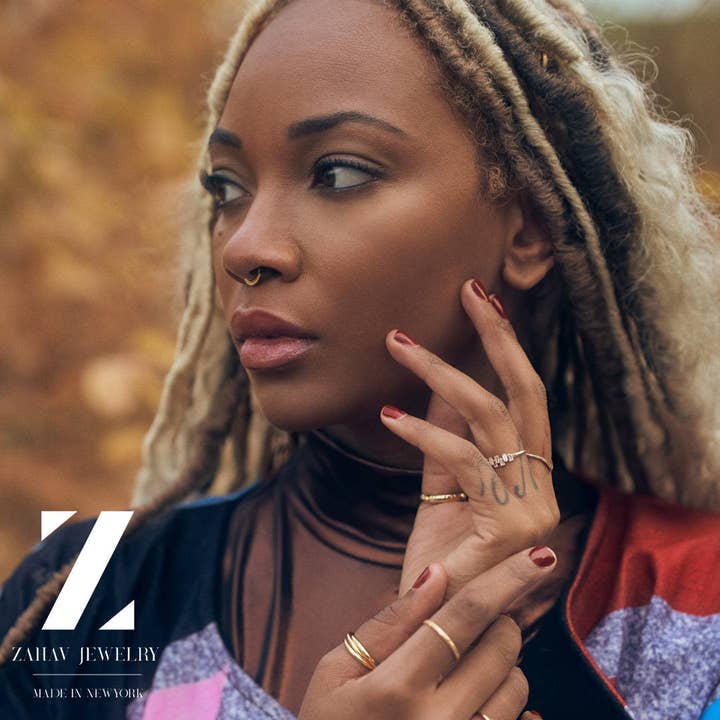 Zahav Jewelry - Wholesale Band/gestapelde ring - 10 kt massief gouden ring | bruidsmeisjescadeau | stapelring | geschenk voor haar | drie-rijige modejuwelen4