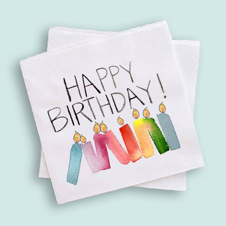 Tovaglioli cocktail Happy Birthday per la vendita all'ingrosso da parte di Grace Langdon Art