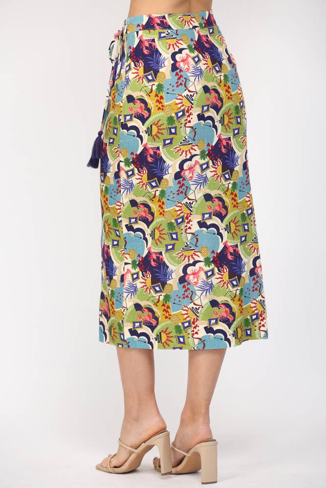 MULTI WAVE COLOR CONTRAST DETAILED WRAP SKIRT FS55023 for wholesale on Faire4