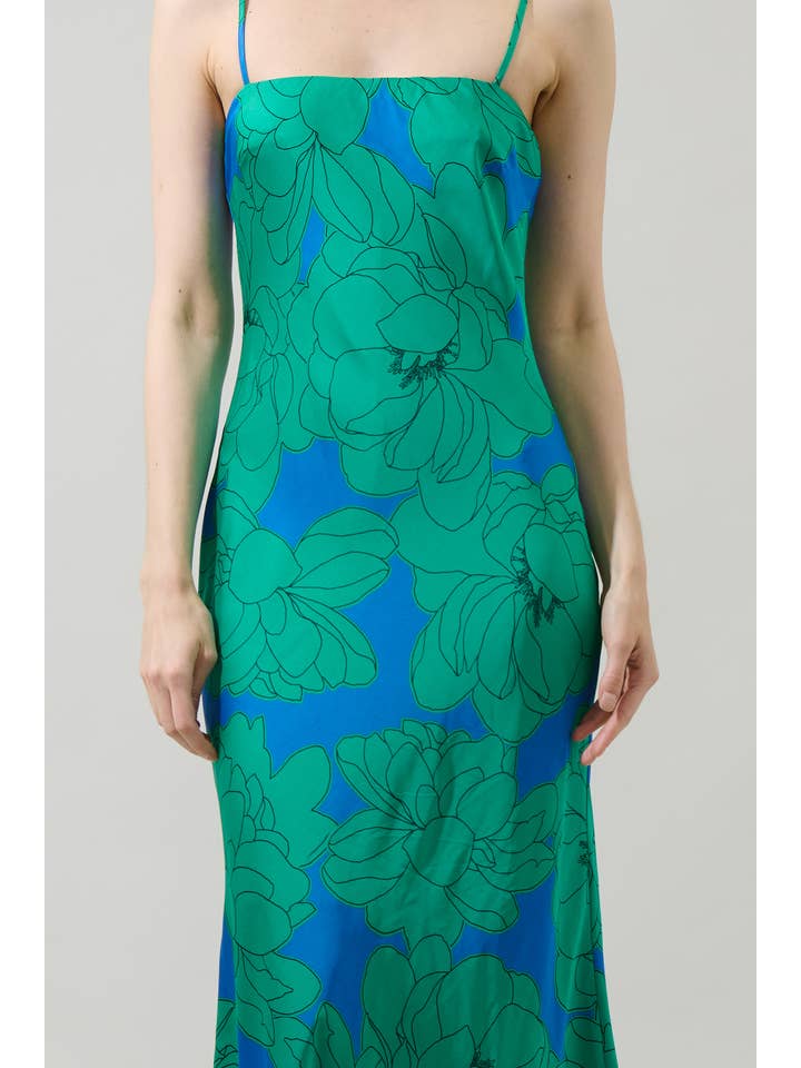 BLU-VERDE Abito Maxi Tirza a Fiori Morgany in vendita all'ingrosso su Faire3