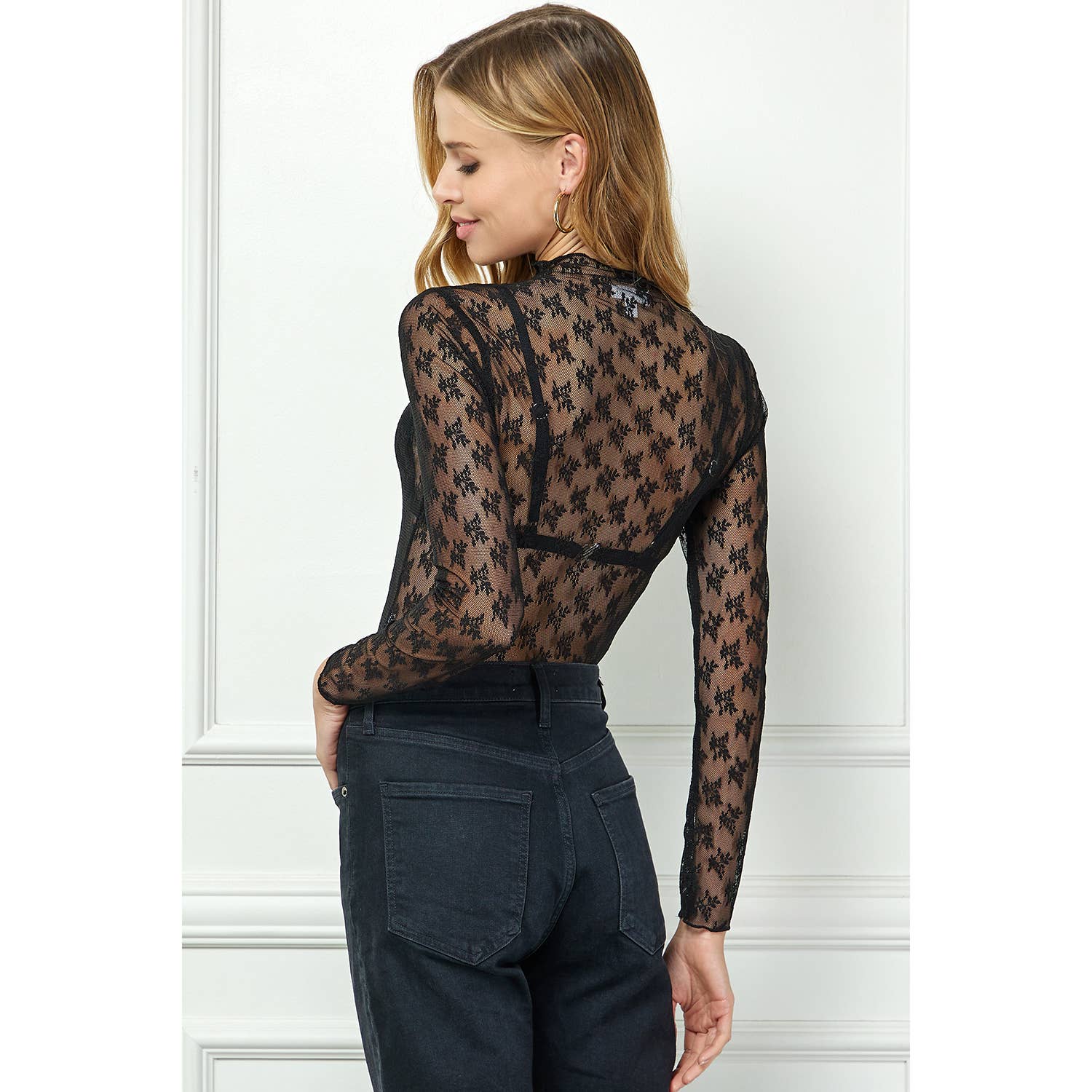 Winslow Collection - Wholesale Shirt - Women's - LONG SLEEVE MERROW EDGE LACE TOP 8