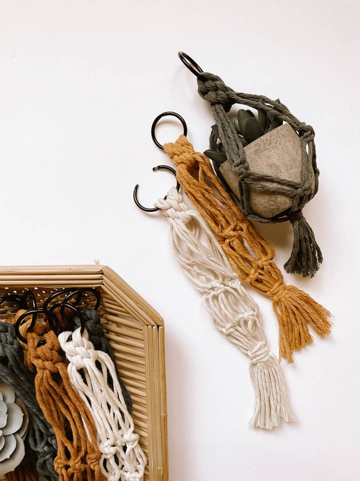 Macramé Mini Succulent Hangers for wholesale by Northwest Knot