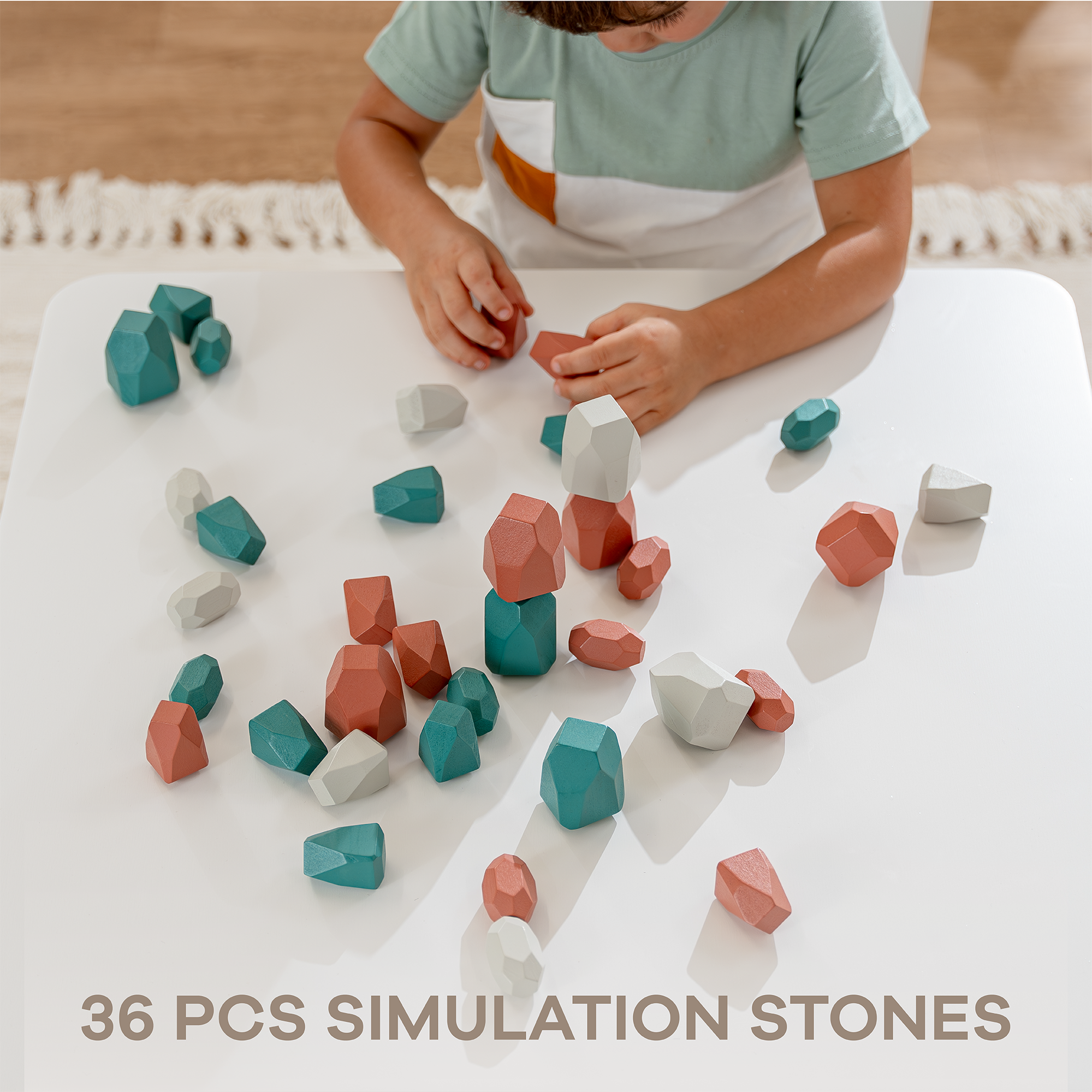 Comfy Cubs - Wholesale Blocks - Kids Baby - Stacking Rocks, 36 pcs Wooden Stacking Stones by Comfy Cubs4