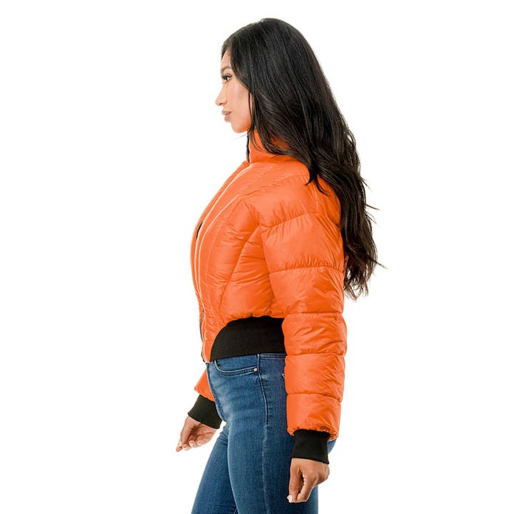 Black Pearl Clothing – Großhandel Pufferjacke – Damen – Plus Pufferjacke mit Stehkragen und Frontreißverschluss2