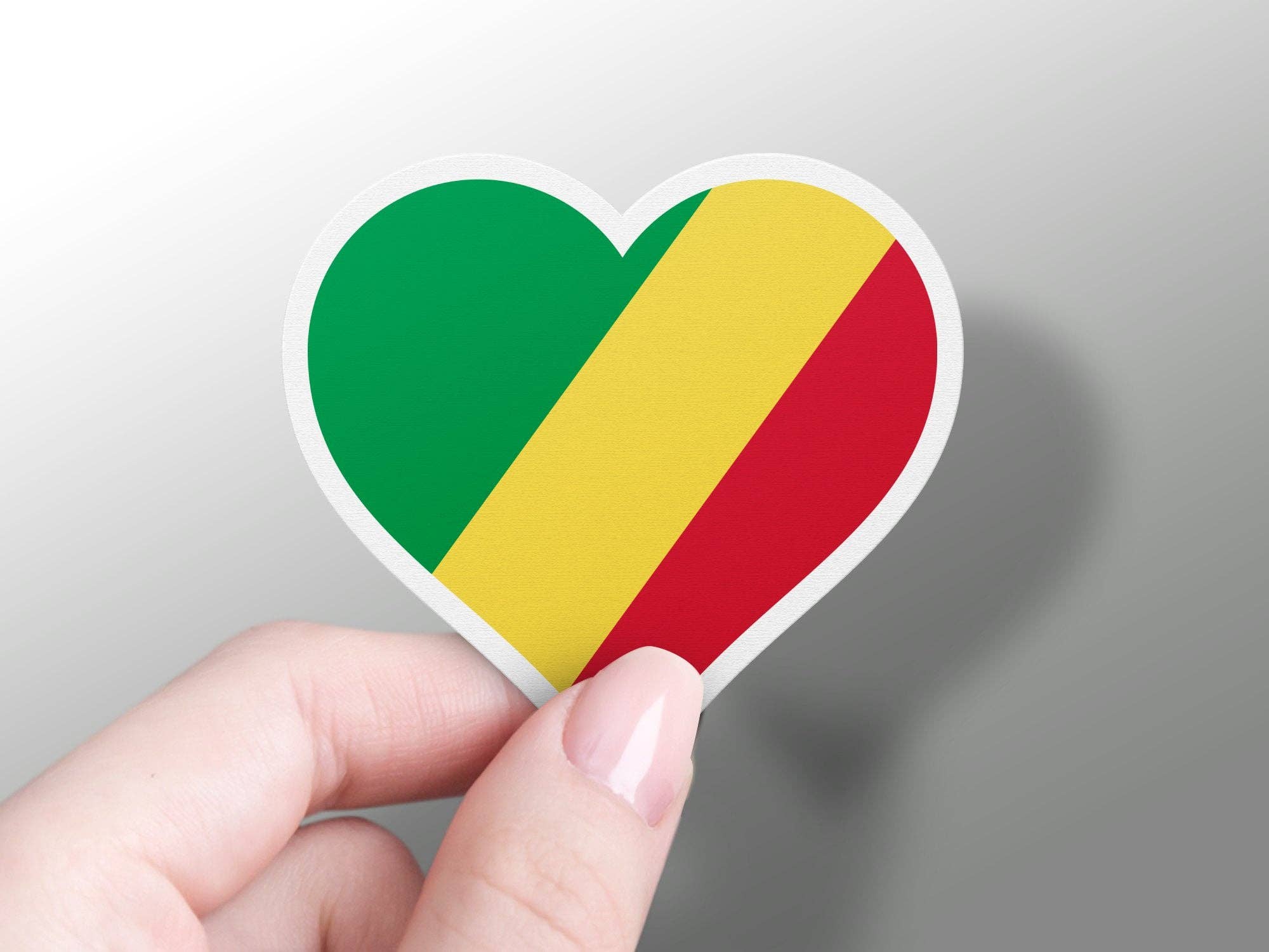GraffMerch.com - Wholesale Sticker - Heart Republic of the Congo Flag Sticker1