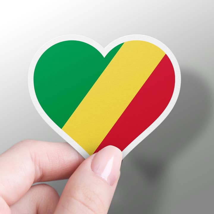 GraffMerch.com - Wholesale Sticker - Heart Republic of the Congo Flag Sticker1