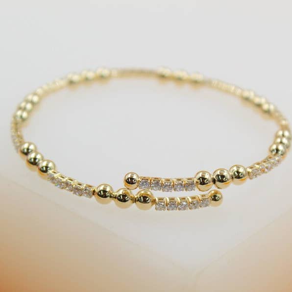 18 K guld fylld CZ pärlstav armband för wholesale av MIA Jewelry