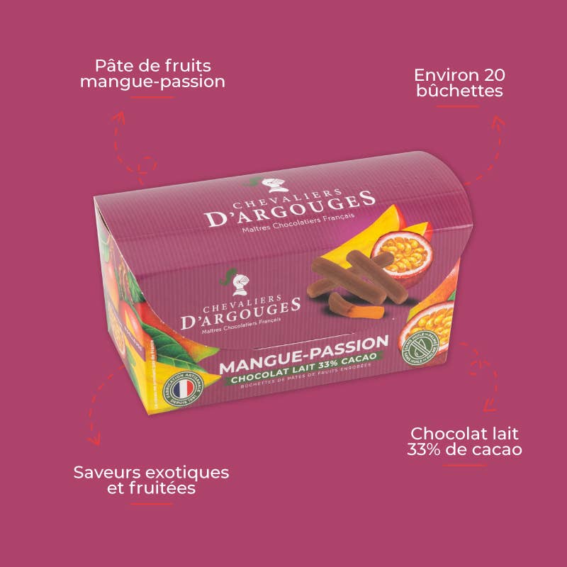 Chevaliers d'Argouges - Wholesale Chocolate Box - BALLOTIN STICKS MANGO-PASSION FRUIT - MILK CHOCOLATE3
