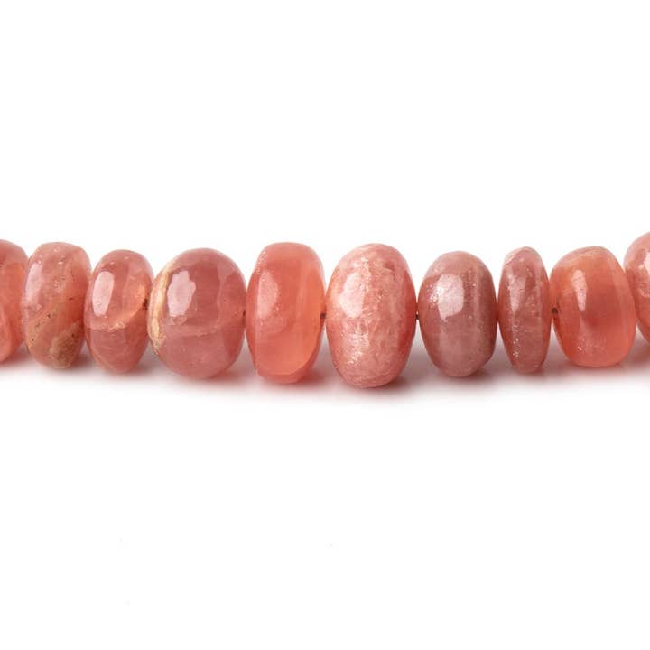 4-9mm Rhodochrosite plain rondelle beads 18 inch 127 pieces AA for wholesale by Beads of Cambay