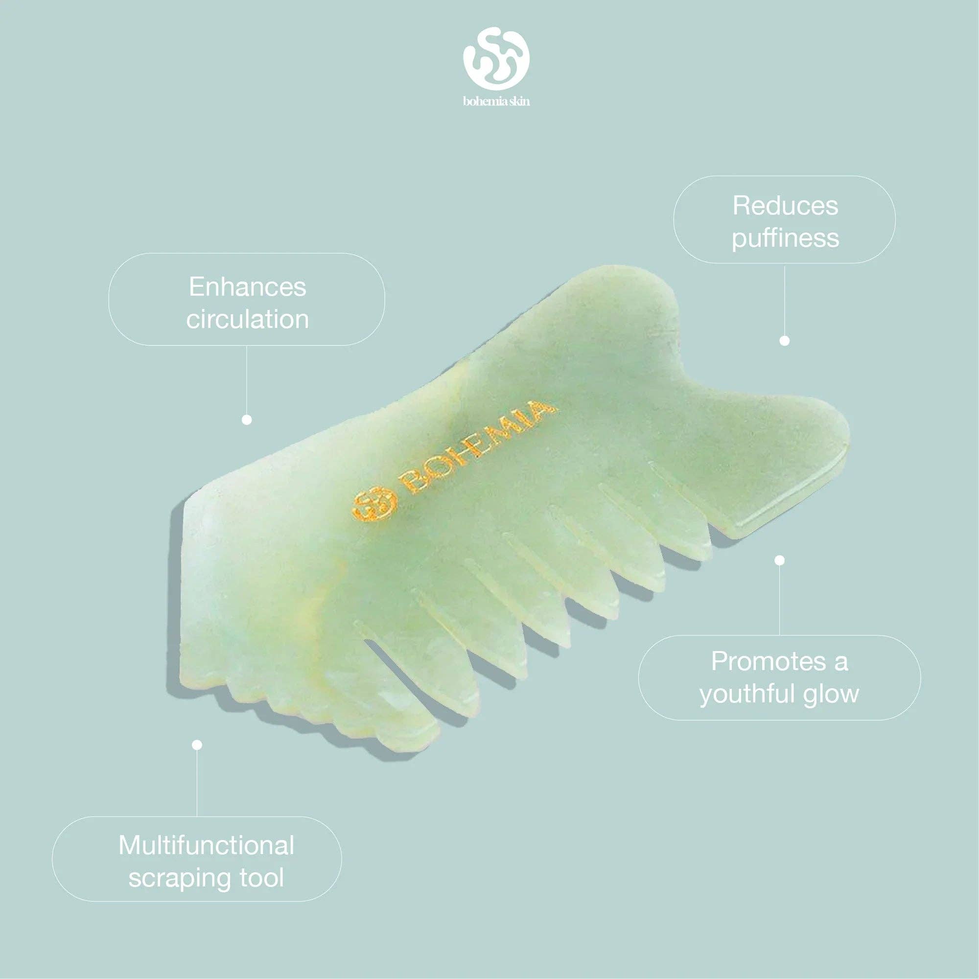 Bohemia Skin - Wholesale Gua Sha Tool - Authentic Jade Gua Sha Comb | Face & Hair Massager1
