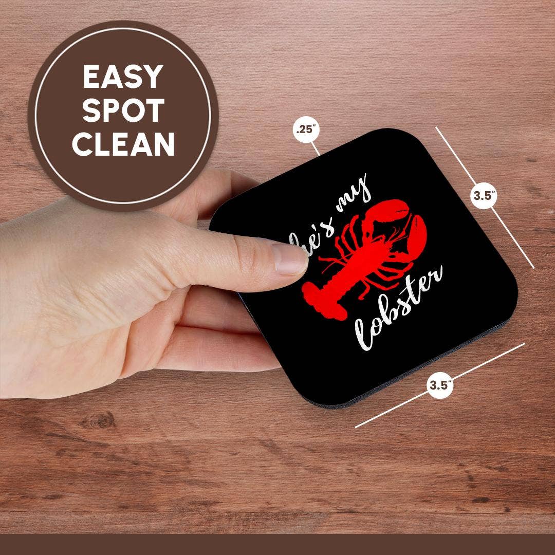 3dRose - Vendita all'ingrosso Sottobicchiere - 3dRose, È la mia aragosta con aragosta rossa. Lettere bianche su sfondo nero., Sottobicchiere13